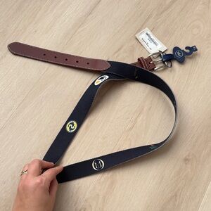 Peter Millar Navy and Brown Belt Bag